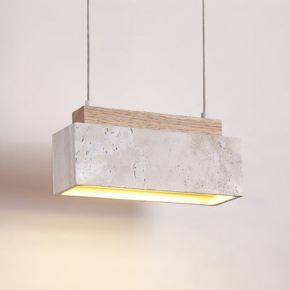 Canyon Crest Pendant Lamp L 9.1″ x W 2.8″ x H 3.9″ / Yellow Travertine & Wood Color / Warm Light pendant Lamp