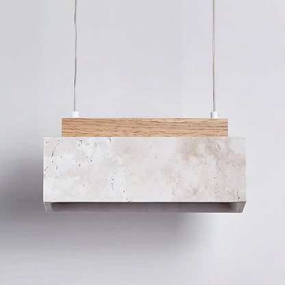 Canyon Crest Pendant Lamp L 9.1″ x W 2.8″ x H 3.9″ / Yellow Travertine & Wood Color / Warm Light pendant Lamp