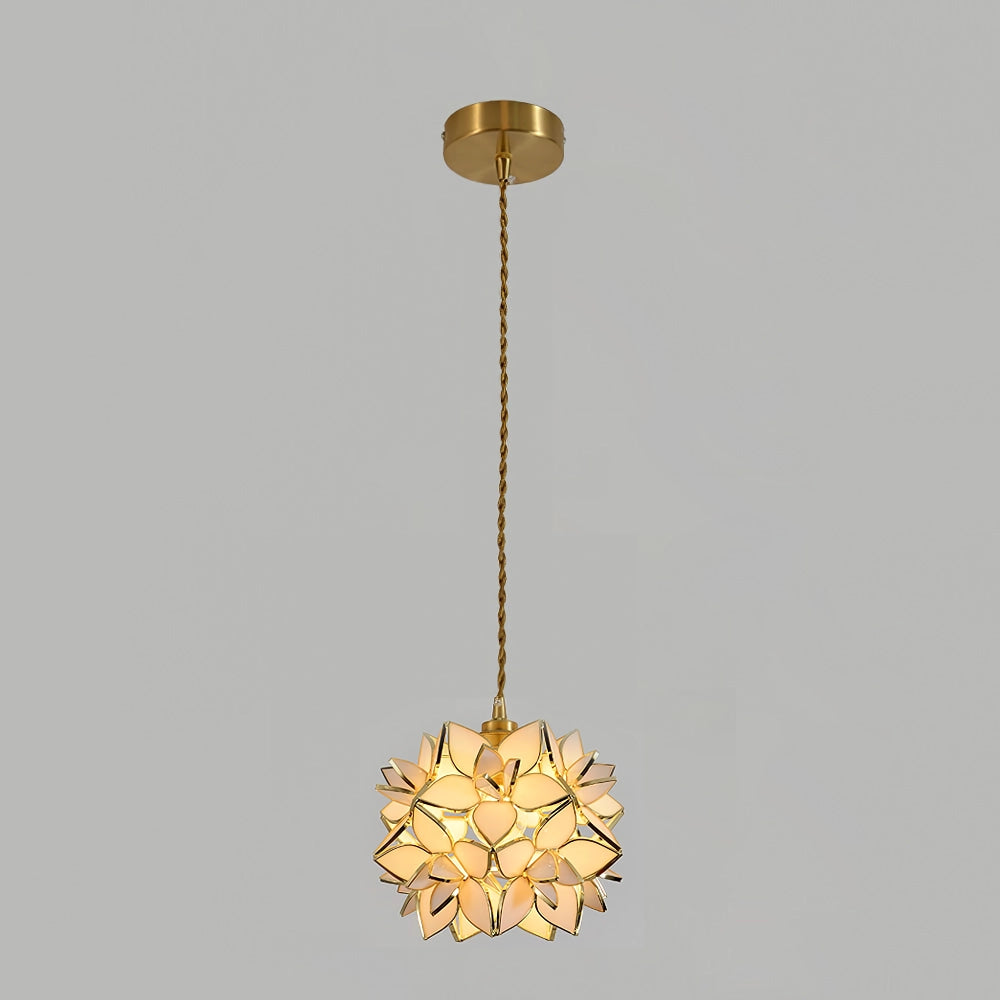 Capiz Pendant Lamp Dia 7.9″ x H 6.7″ / Dia 20cm x H 17cm / Brass & White Pendant light