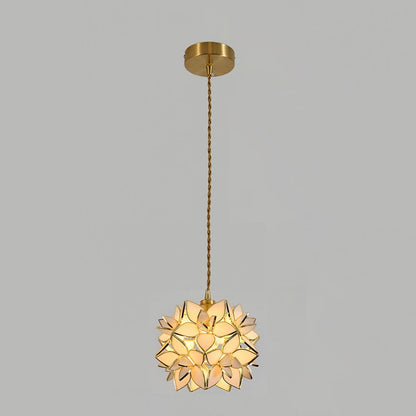 Capiz Pendant Lamp Dia 7.9″ x H 6.7″ / Dia 20cm x H 17cm / Brass & White Pendant light