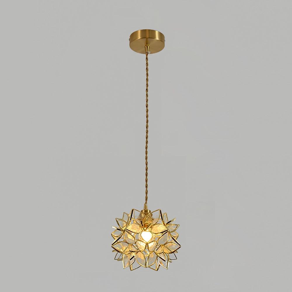 Capiz Pendant Lamp Dia 7.9″ x H 6.7″ / Dia 20cm x H 17cm / Brass & Clear Pendant light