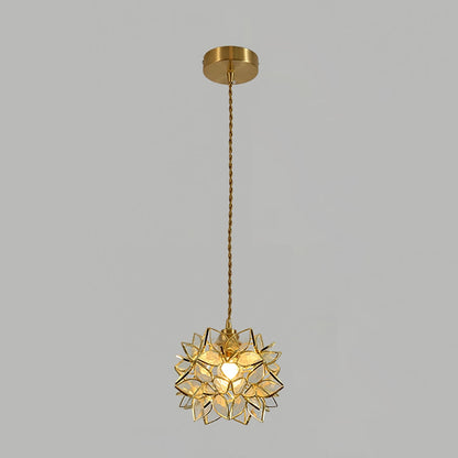 Capiz Pendant Lamp Dia 7.9″ x H 6.7″ / Dia 20cm x H 17cm / Brass & Clear Pendant light