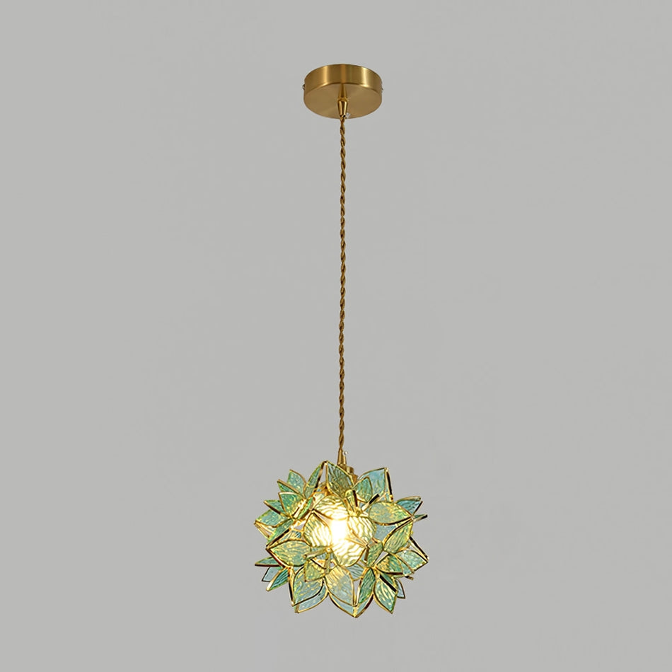 Capiz Pendant Lamp Dia 7.9″ x H 6.7″ / Dia 20cm x H 17cm / Brass & Green Pendant light