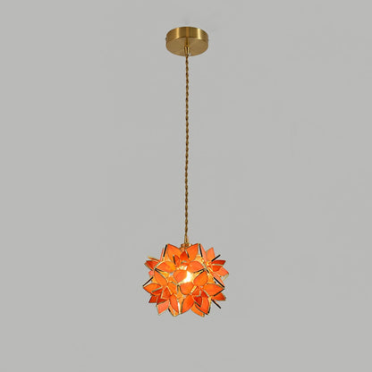 Capiz Pendant Lamp Dia 7.9″ x H 6.7″ / Dia 20cm x H 17cm / Brass & Orange Pendant light