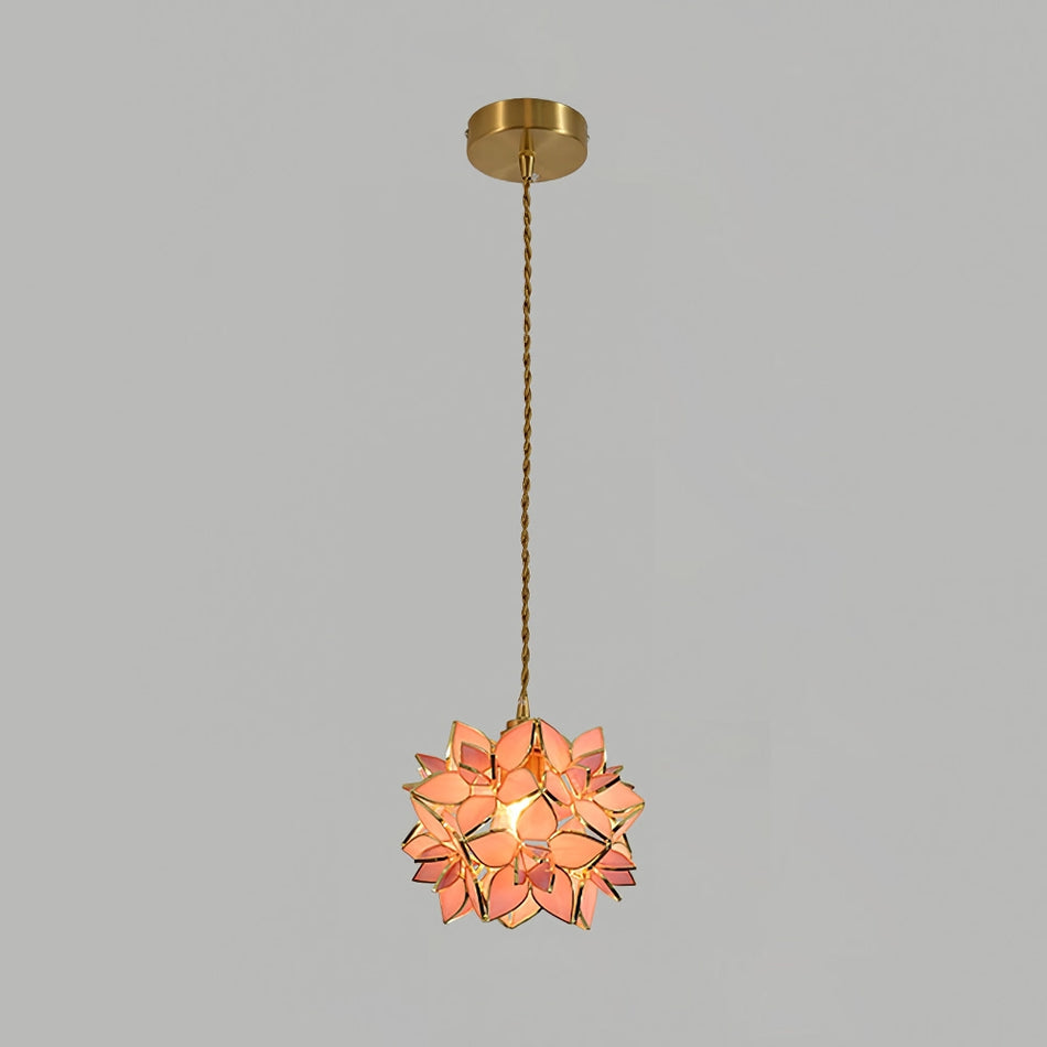 Capiz Pendant Lamp Dia 7.9″ x H 6.7″ / Dia 20cm x H 17cm / Brass & Pink Pendant light