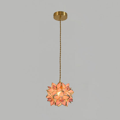 Capiz Pendant Lamp Dia 7.9″ x H 6.7″ / Dia 20cm x H 17cm / Brass & Pink Pendant light