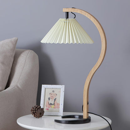 Caprani Table Lamp ? 13.8″ x H 24.4″ / Dia 35cm x H 62cm / Beech wood + beige / US Plug Table lamp