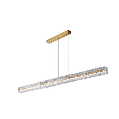 Capuccio LED Linear Pendant Lamp Model A Size: L 127cm x W 5cm x H 8cm / L 50″ x W 2″ x H 3.1″ / Brass / Warm Light