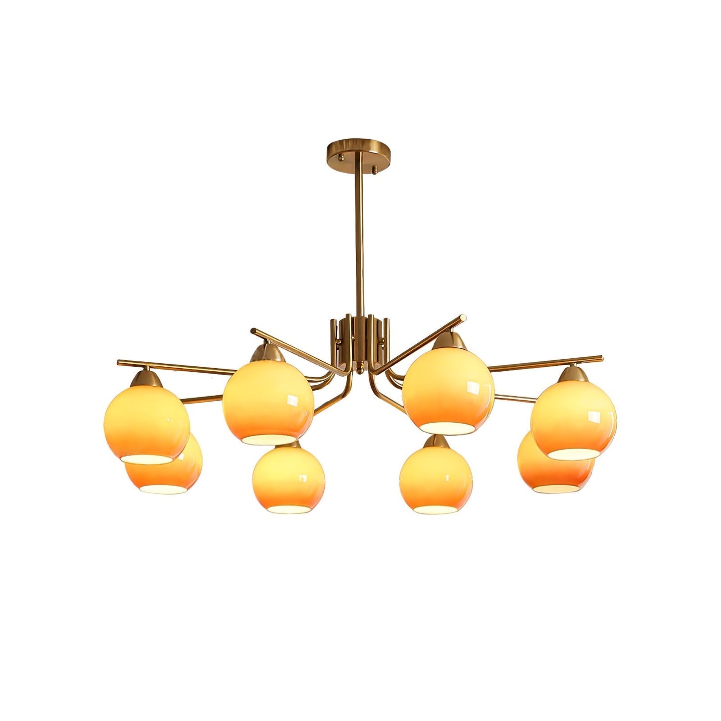 Caramel Sphere Chandelier 8 heads Dia 39.4″ x H 23.6″ / Caramel Colour & Gold Chandelier