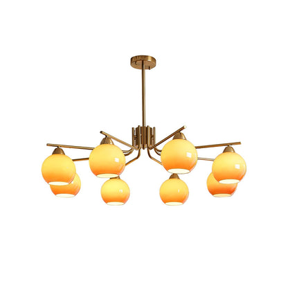 Caramel Sphere Chandelier 8 heads Dia 39.4″ x H 23.6″ / Caramel Colour & Gold Chandelier