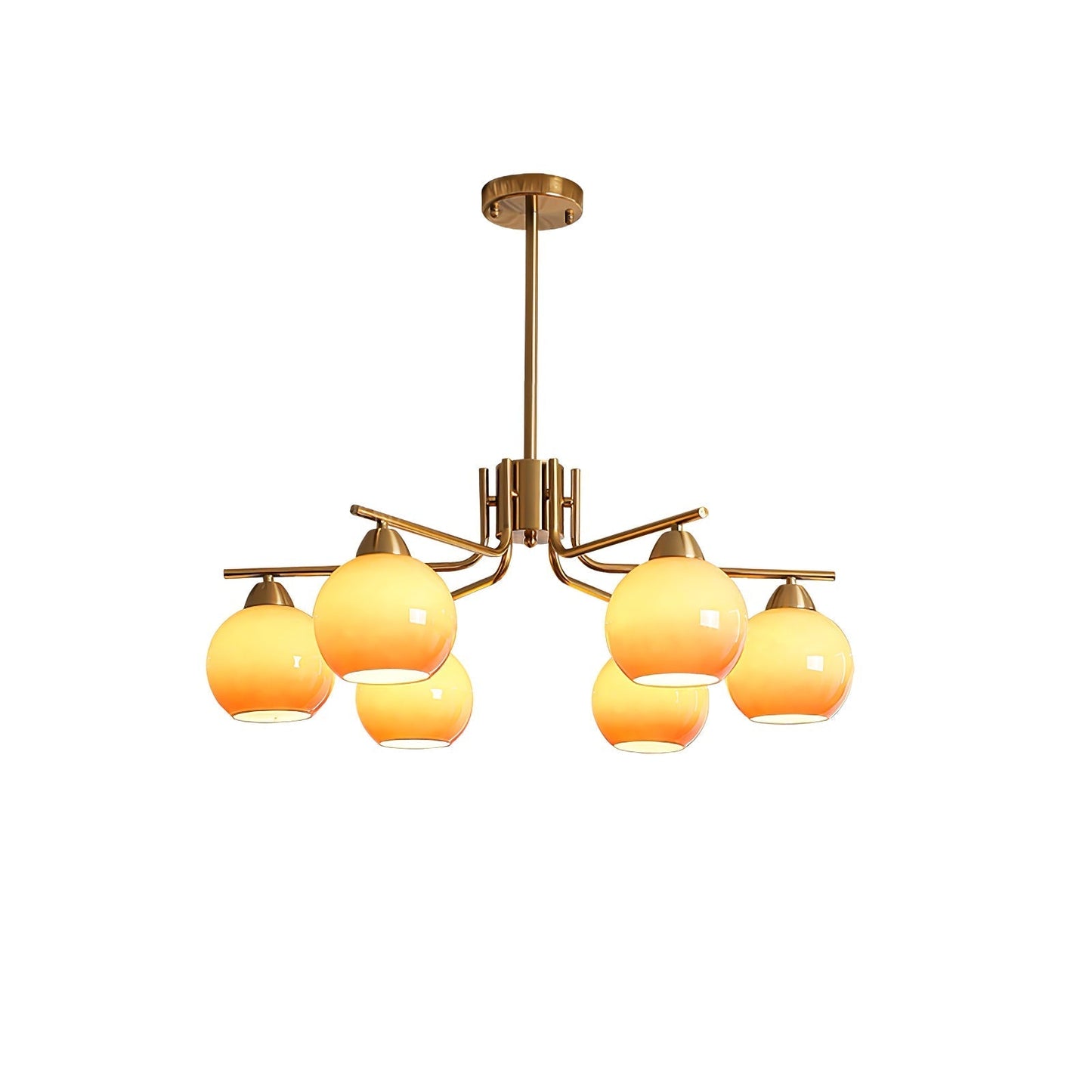 Caramel Sphere Chandelier 6 heads Dia 31.5″ x H 23.6″ / Caramel Colour & Gold Chandelier