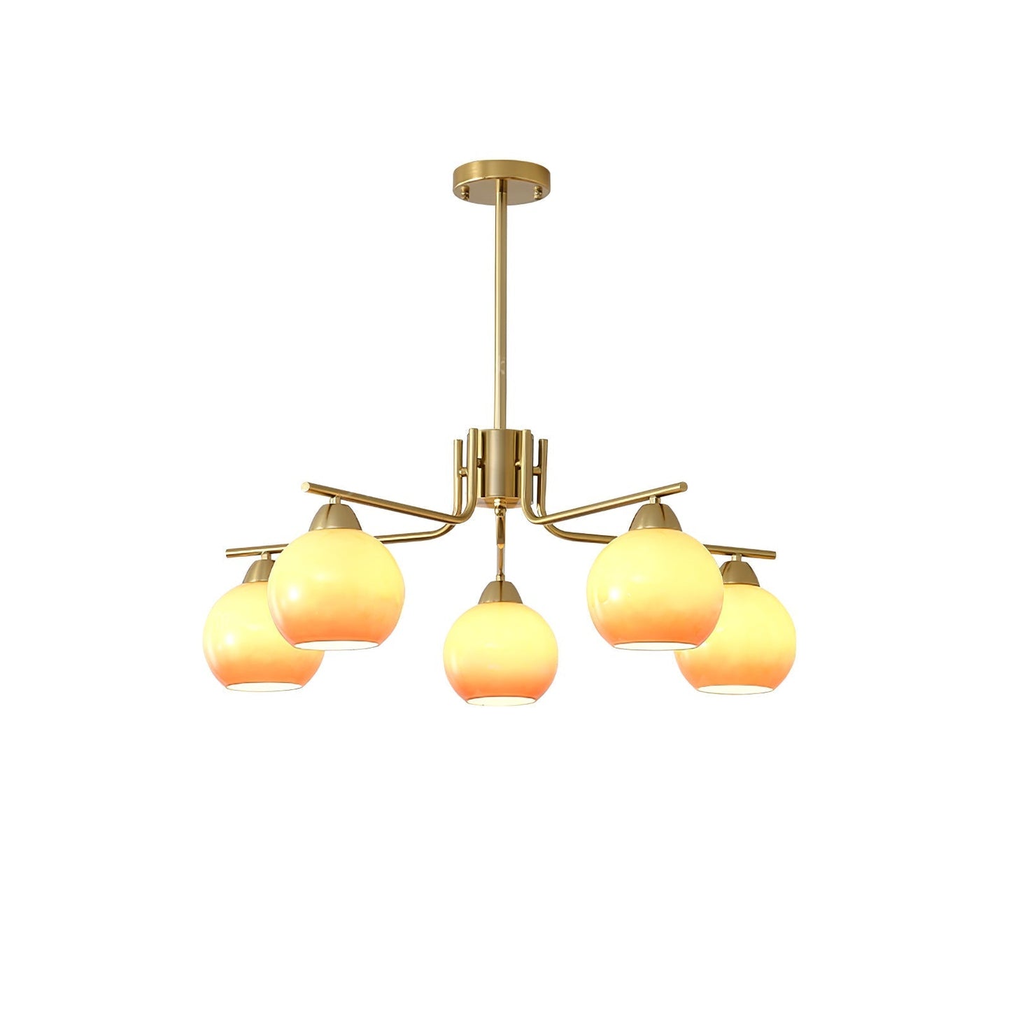 Caramel Sphere Chandelier 5 heads Dia 31.5″ x H 23.6″ / Caramel Colour & Gold Chandelier
