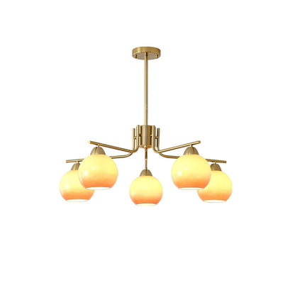 Caramel Sphere Chandelier 5 heads Dia 31.5″ x H 23.6″ / Caramel Colour & Gold Chandelier