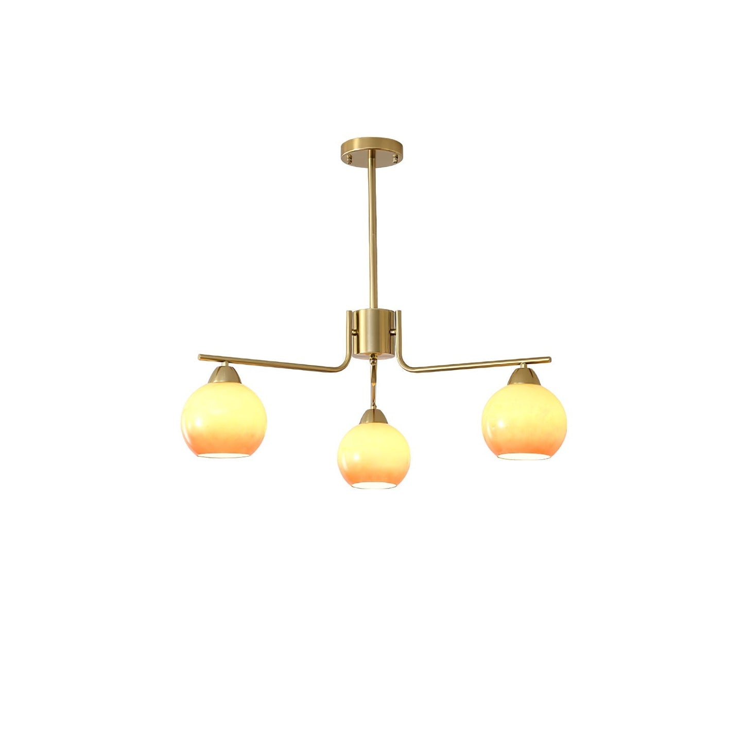 Caramel Sphere Chandelier 3 heads Dia 23.6″ x H 23.6″ / Caramel Colour & Gold Chandelier