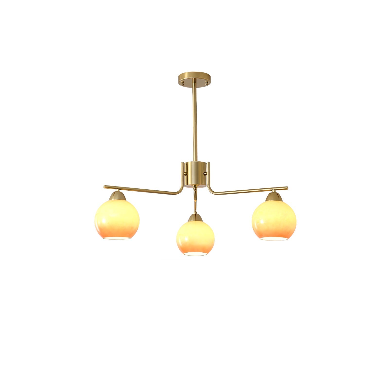 Caramel Sphere Chandelier 3 heads Dia 23.6″ x H 23.6″ / Caramel Colour & Gold Chandelier