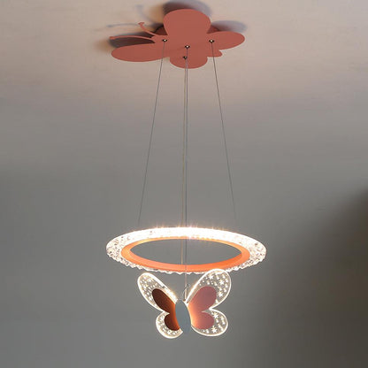 Cartoon Butterfly Acrylic Pendant Lamp Dia 15.7 x H 47.2″ / Dia 40cm x H 120cm / Pink / Warm Light Pendant light