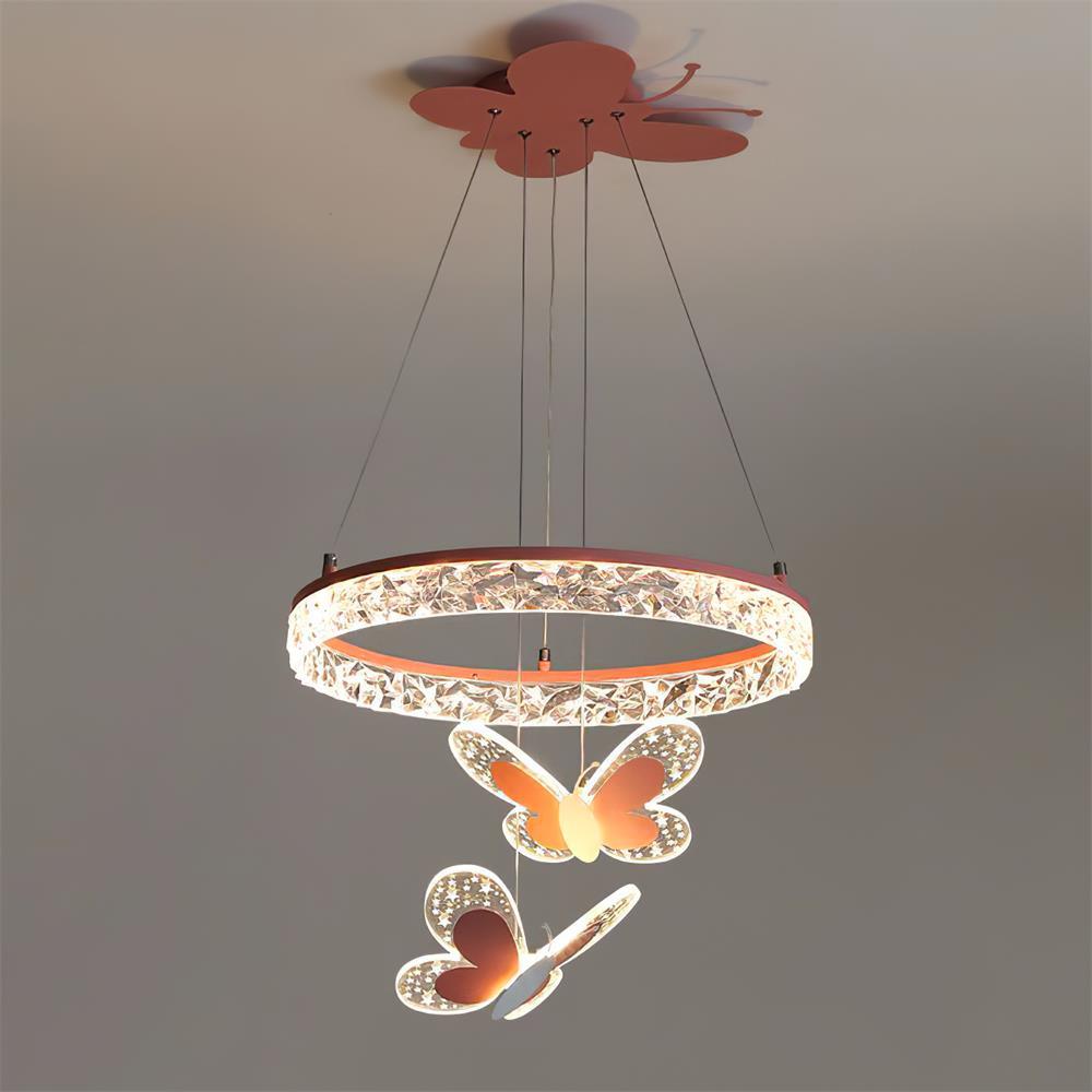 Cartoon Butterfly Acrylic Pendant Lamp Dia 19.7 x H 47.2″ / Dia 50cm x H 120cm / Pink / Warm Light Pendant light