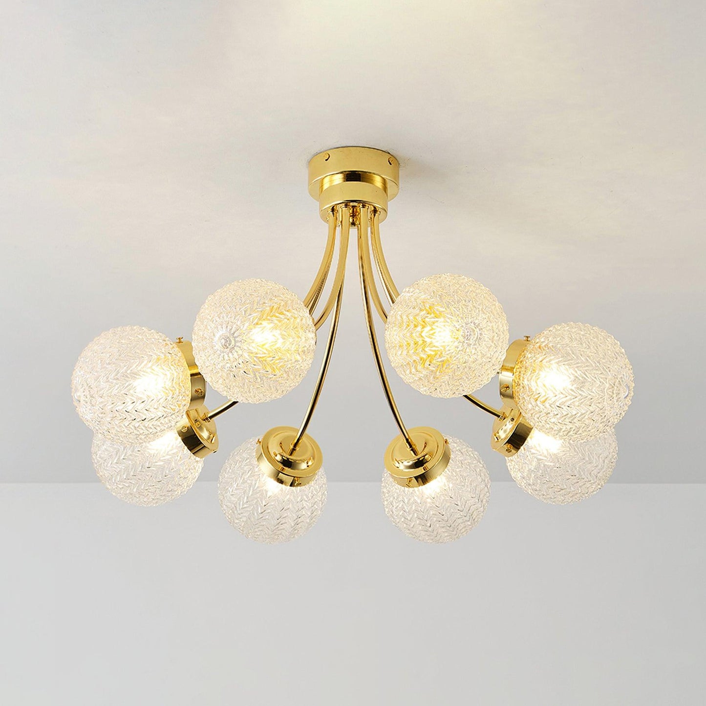 Carved Glass Ceiling Lamp Dia 31.5″ x H 15.7″ / Dia 80cm x H 40cm / Gold Ceiling lamp
