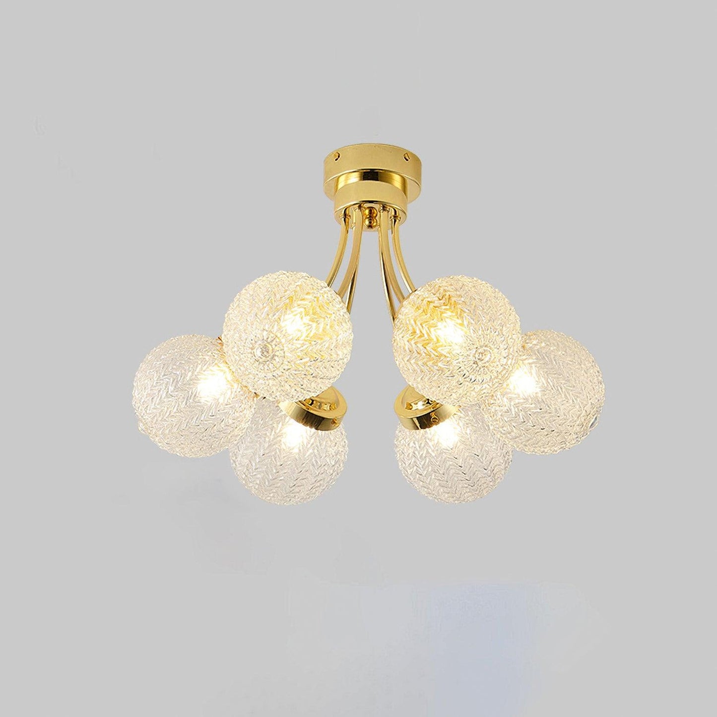 Carved Glass Ceiling Lamp Dia 24.8″ x H 13.8″ / Dia 63cm x H 35cm / Gold Ceiling lamp