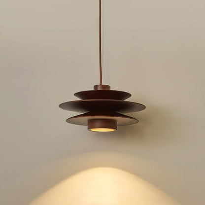 Cascade Wooden Disc Pendant Lamp Dia 11.8″ x H 5.9″ / Dia 30cm x H 15cm / Walnut wood / Warm Light Pendant light