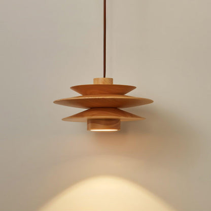 Cascade Wooden Disc Pendant Lamp Dia 11.8″ x H 5.9″ / Dia 30cm x H 15cm / Nature wood / Warm Light Pendant light