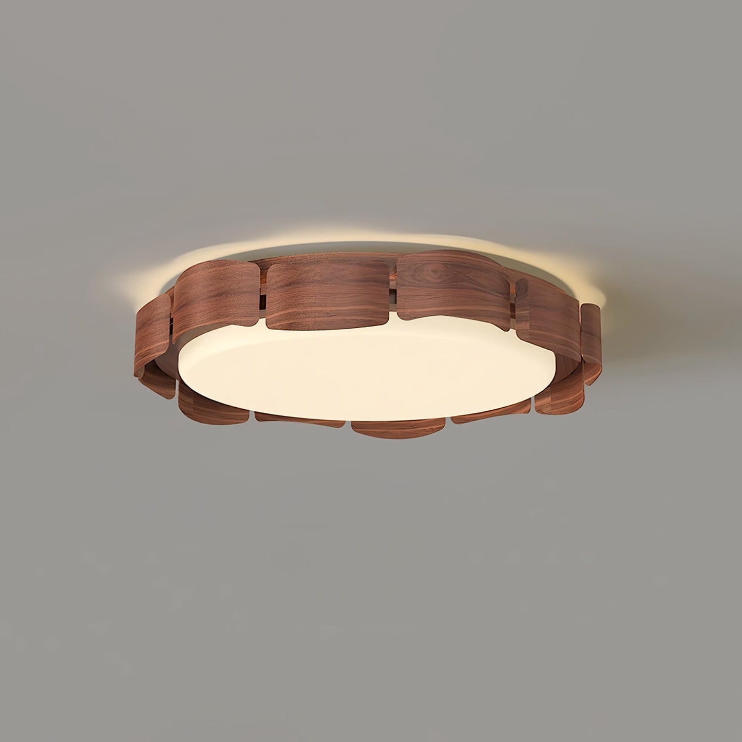 Cascadia Flare Ceiling Light Model B Dia 19.7″ x H 3.1″ / Dia 50cm x H 8cm / Walnut wood / Warm Light Ceiling lamp