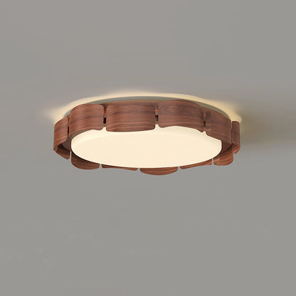 Cascadia Flare Ceiling Light Model B Dia 19.7″ x H 3.1″ / Dia 50cm x H 8cm / Walnut wood / Warm Light Ceiling lamp