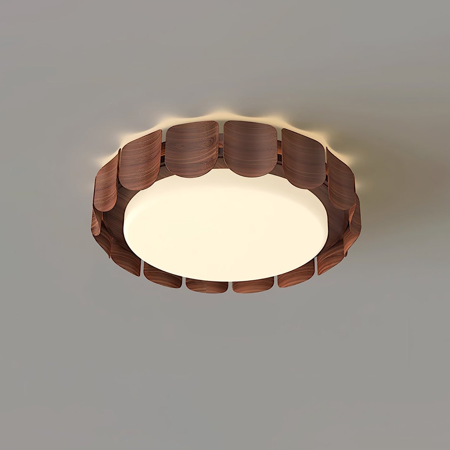 Cascadia Flare Ceiling Light Model A Dia 19.7″ x H 4.7″ / Dia 50cm x H 12cm / Walnut wood / Warm Light Ceiling lamp