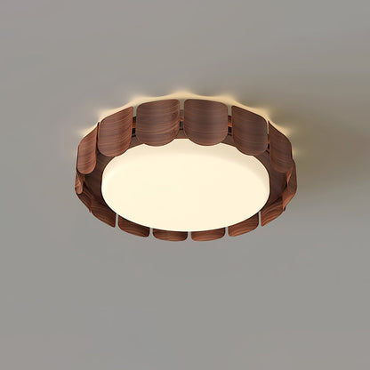 Cascadia Flare Ceiling Light Model A Dia 19.7″ x H 4.7″ / Dia 50cm x H 12cm / Walnut wood / Warm Light Ceiling lamp
