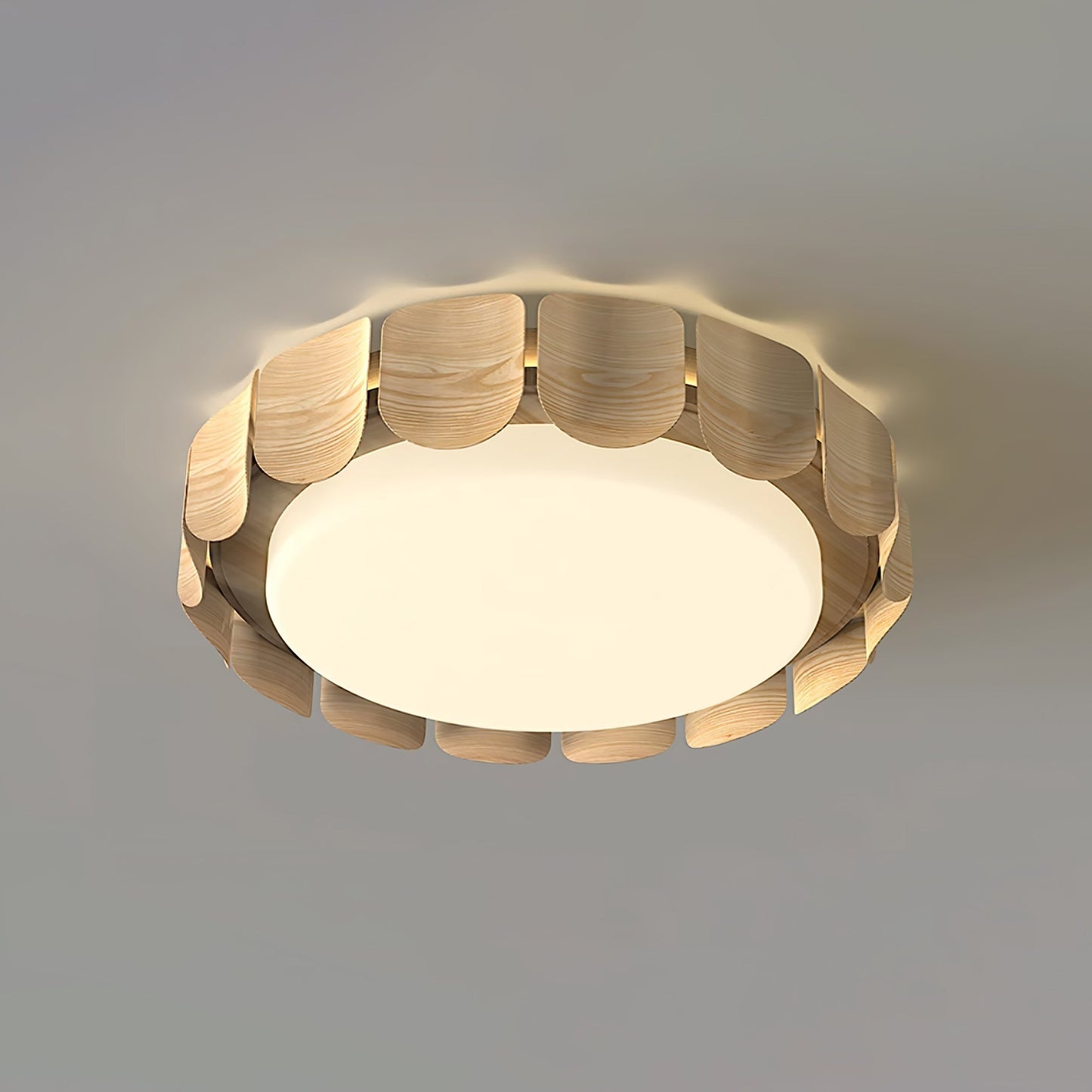 Cascadia Flare Ceiling Light Model A Dia 19.7″ x H 4.7″ / Dia 50cm x H 12cm / Nature wood / Warm Light Ceiling lamp