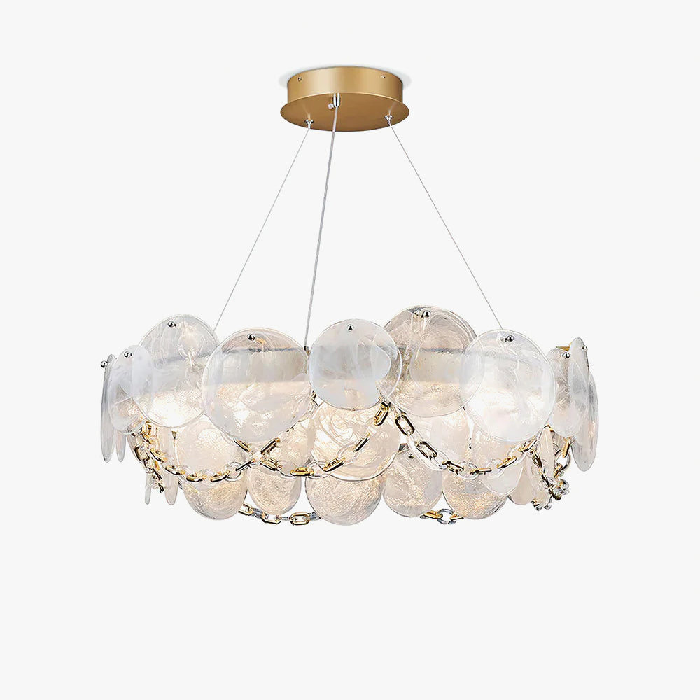 Cassia Chandelier ? 26.6″ x H 8.5″ / Dia 67.5cm x H 21.5cm / Gold + Opaque / Three-color changing light Chandelier