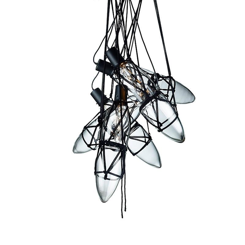 Castaway Bottle Glass Pendant Lamp 5 Heads Dia 7.1″ x H 36.4″ / Dia 18cm x H 92.5cm / Black & Clear Pendant light
