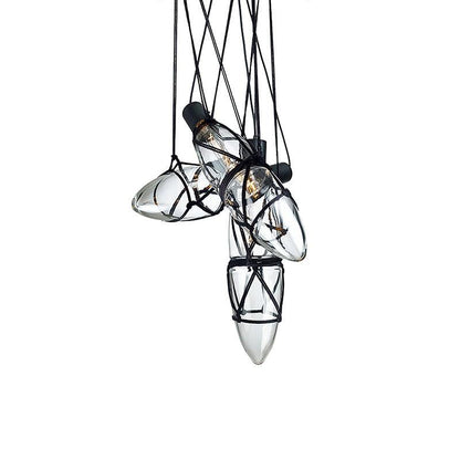Castaway Bottle Glass Pendant Lamp 3 Heads Dia 7.1″ x H 27.6″ / Dia 18cm x H 70cm / Black & Clear Pendant light