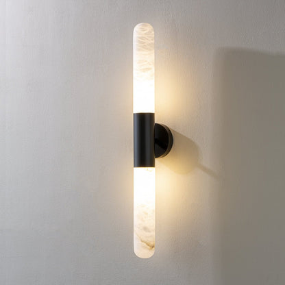 Cavoya Alabaster Wall Light Dia 2.4″ x H 25.6″ / Black & White / Warm Light 1001 Wall lamp