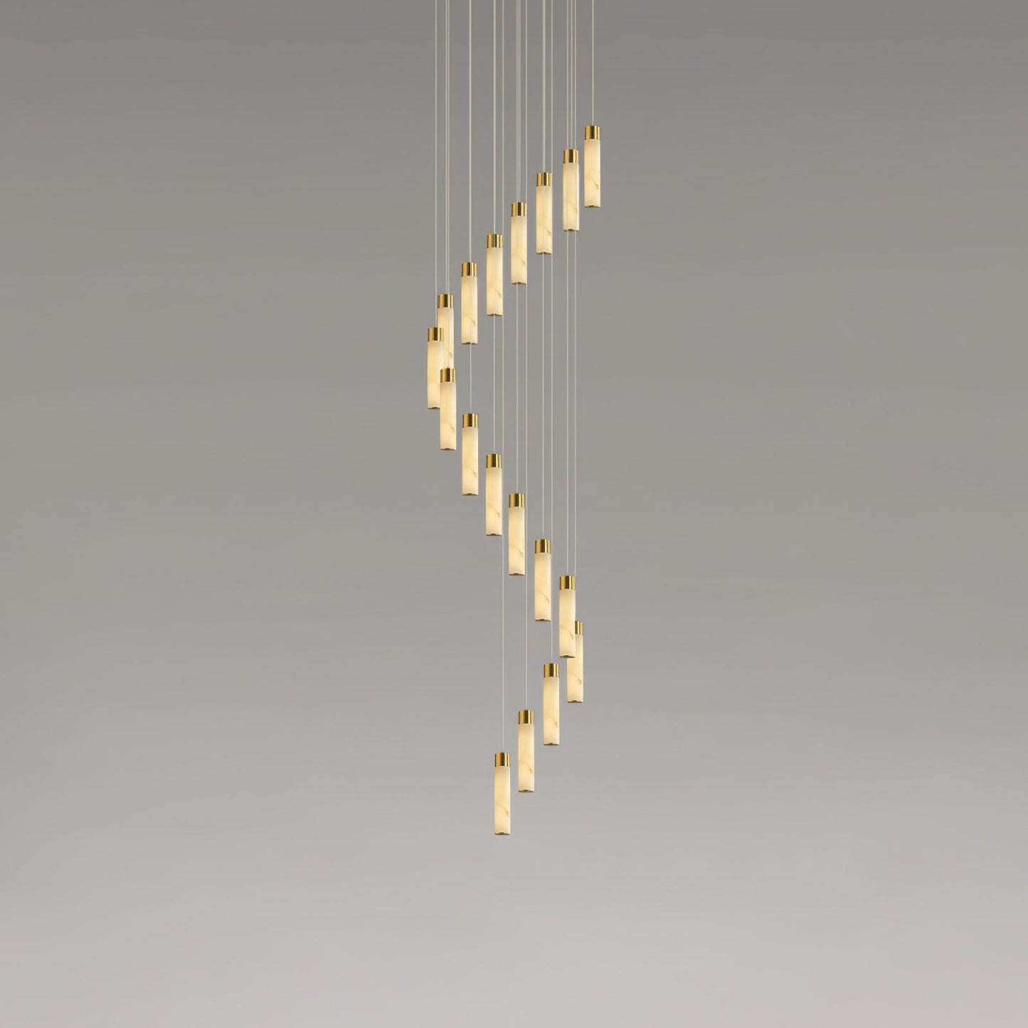 Celestial Alabaster Cascade Chandelier 18 Heads Round canopy? 23.6″ x H 78.7″ / Dia 60cm x H 200cm / Brass & White