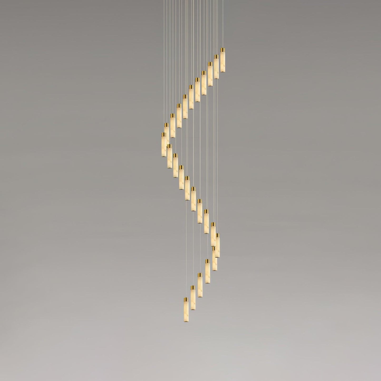 Celestial Alabaster Cascade Chandelier 24 Heads Round canopy ? 31.5″ x H 98.4″ / Dia 80cm x H 250cm / Brass & White