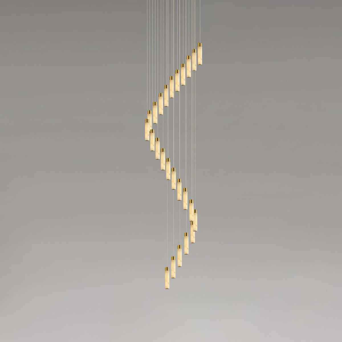 Celestial Alabaster Cascade Chandelier 24 Heads Round canopy Dia 31.5″ x H 98.4″ / Dia 80cm x H 250cm / Brass & White