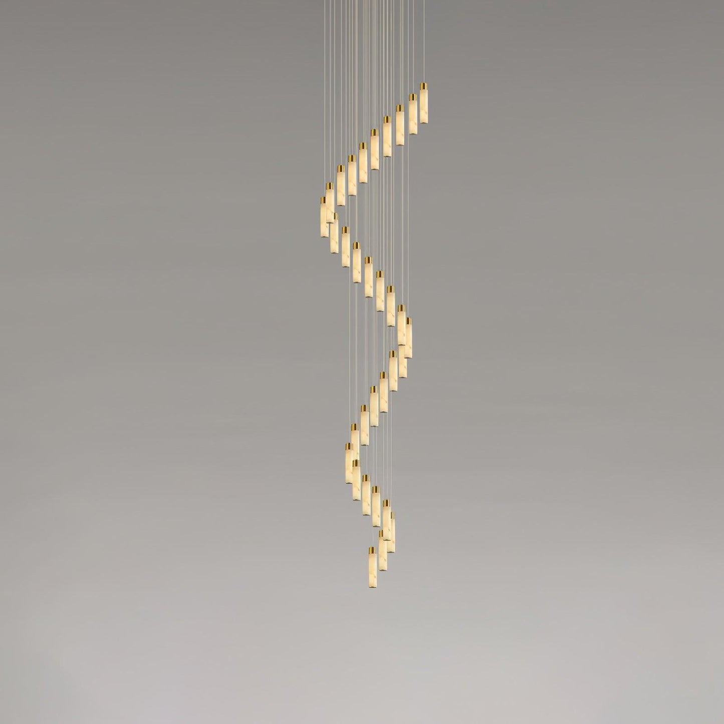Celestial Alabaster Cascade Chandelier 32 Heads Round canopy ? 39.4″ x H 118.1″ / Dia 100cm x H 300cm / Brass & White