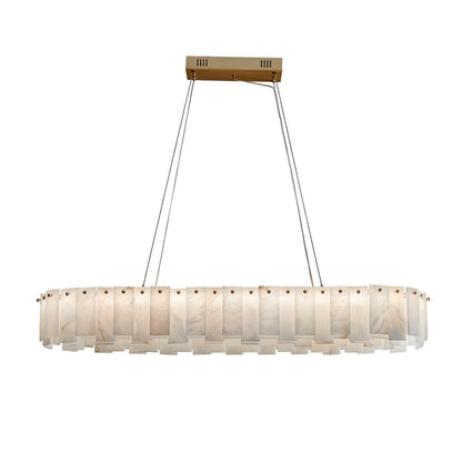 Celestial Alabaster Round Chandelier Long L 39.4″ x W 13.8″ x H 5.5″ / L 100cm x W 35cm x H 14cm / Brass & White / Warm