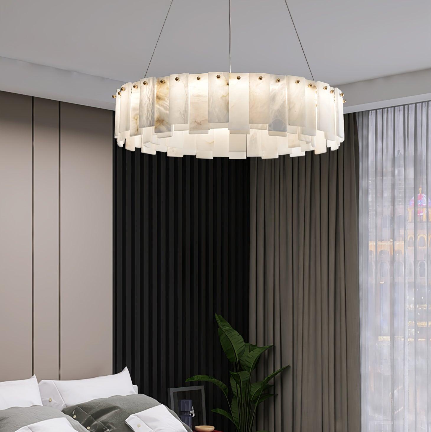 Celestial Alabaster Round Chandelier Chandelier
