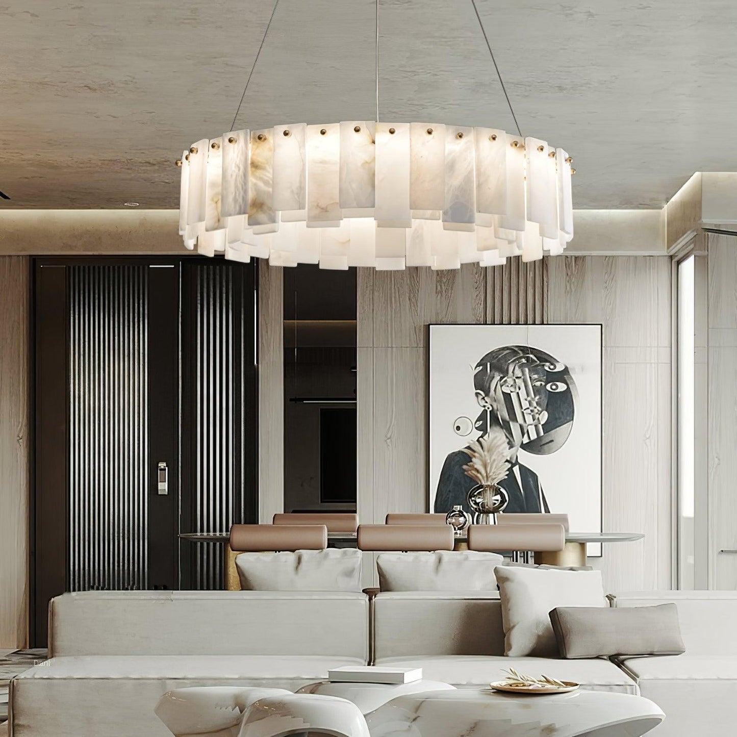 Celestial Alabaster Round Chandelier Chandelier