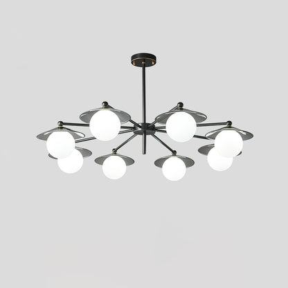 Celestial Saucer Chandelier 8 heads ? 39.4″ x H 19.7″ / Dia 100cm x H 50cm / Black & White Chandelier