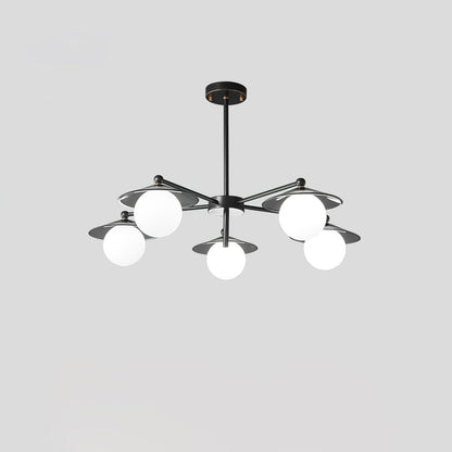 Celestial Saucer Chandelier 5 heads ? 31.5″ x H 19.7″ / Dia 80cm x H 50cm / Black & White Chandelier