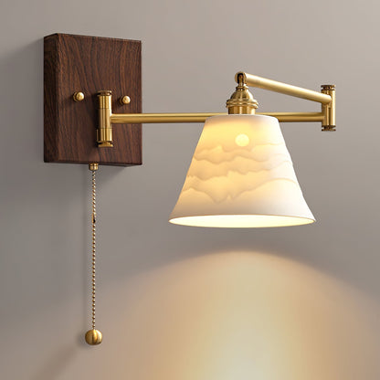 Ceramic Geometry Wall Lamp Model D ? 5.9″ x H 7.1″ / Dia 15cm x H 18cm / Walnut & Gold / 1 Piece Wall lamp