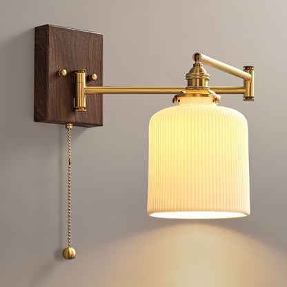 Ceramic Geometry Wall Lamp Model B ? 5.1″ x H 9.4″ / Dia 13cm x H 24cm / Walnut & Gold / 1 Piece Wall lamp