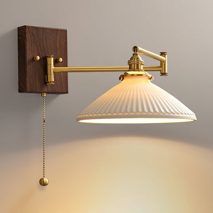 Ceramic Geometry Wall Lamp Model E ? 9.1″ x H 6.7″ / Dia 23cm x H 17cm / Walnut & Gold / 1 Piece Wall lamp