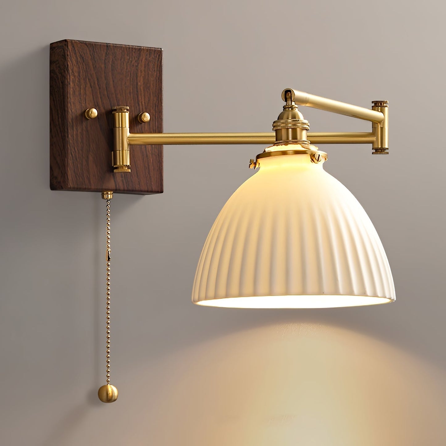 Ceramic Geometry Wall Lamp Model C ? 6.3″ x H 7.9″ / Dia 16cm x H 20cm / Walnut & Gold / 1 Piece Wall lamp