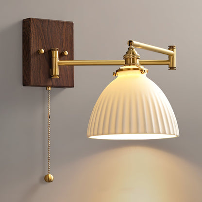 Ceramic Geometry Wall Lamp Model C ? 6.3″ x H 7.9″ / Dia 16cm x H 20cm / Walnut & Gold / 1 Piece Wall lamp