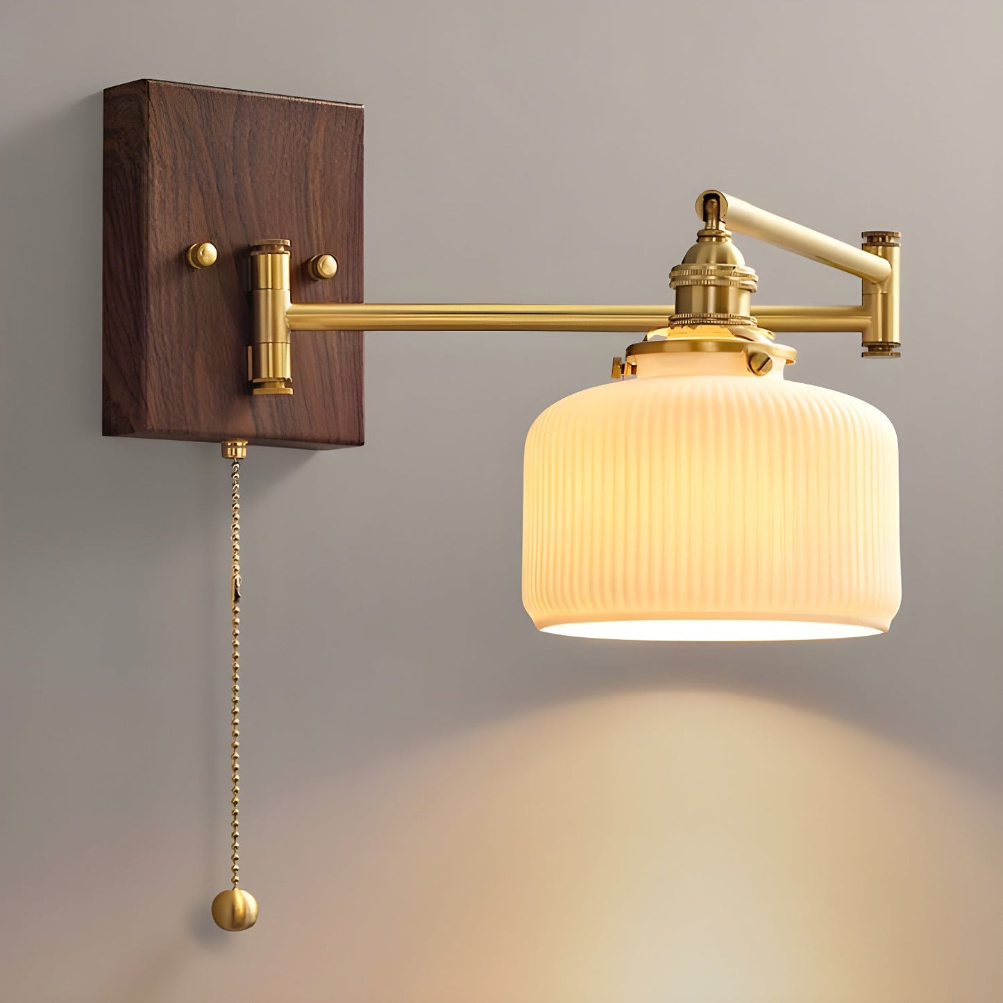 Ceramic Geometry Wall Lamp Model A ? 5.1″ x H 7.1″ / Dia 13cm x H 18cm / Walnut & Gold / 1 Piece Wall lamp