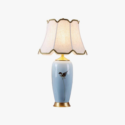 Ceramic Oval Desk Lamp Dia 13.8″ x H 25.6″ / Dia 35cm x H 65cm / Blue / US plug Table lamp